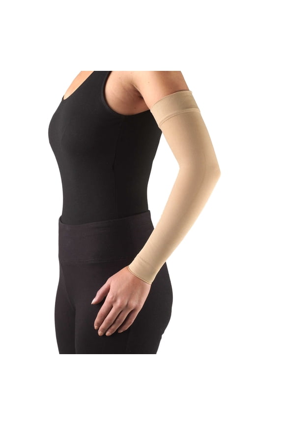 Lymphedema Compression Arm Sleeve: 15-20 mmHg, Beige, Large