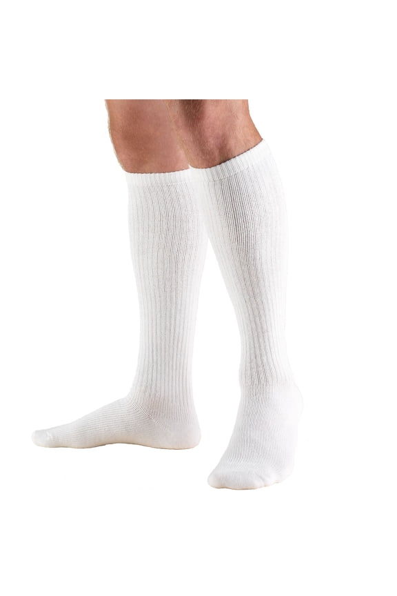 Truform Medical Compression Socks for Men and Women; 8-15 mmHg Knee High Over Calf Length, White, Large