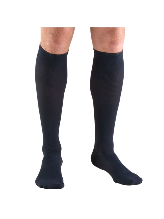Truform Men's Compression Socks (15-20 mmHg), Knee High, Navy, Large