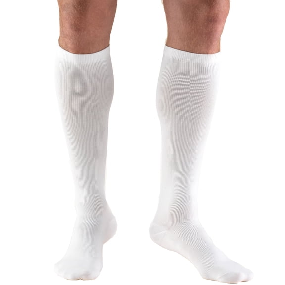 Truform Men's Socks, Knee High, Dress Style: 15-20 mmHg, White, Medium