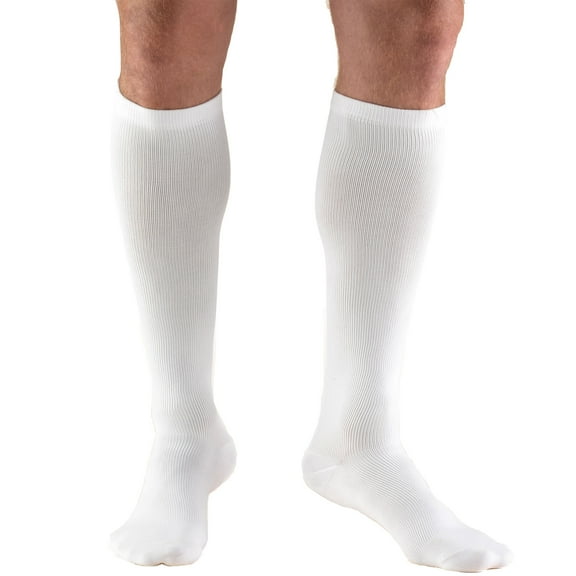 Truform Men's Socks, Knee High, Dress Style: 15-20 mmHg, White, Small