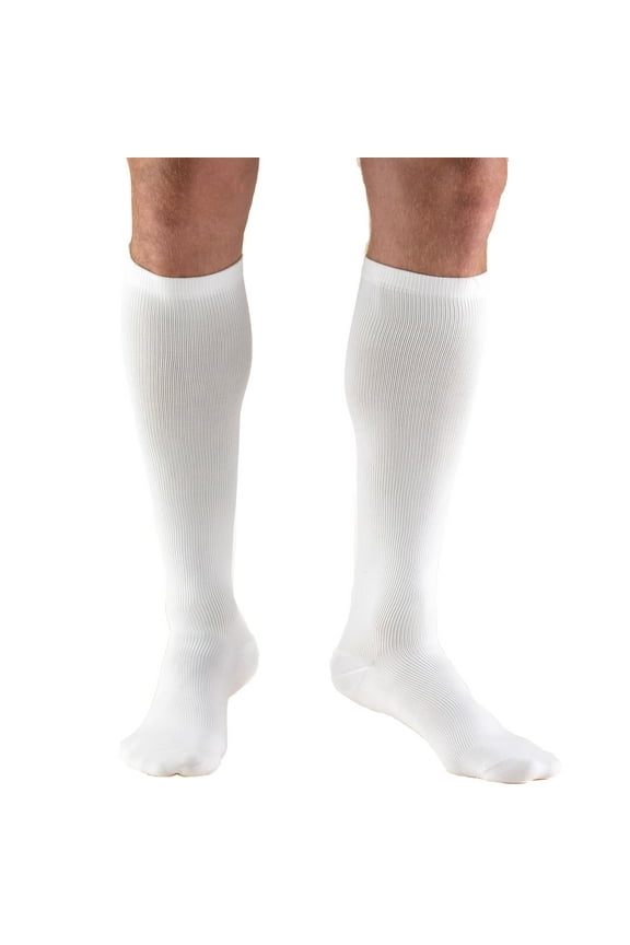 Men's Socks, Knee High, Dress Style: 15-20 mmHg, White, X-Large