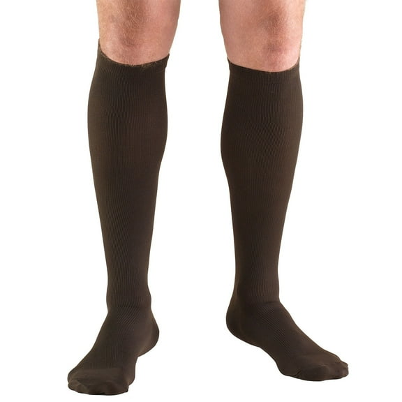 Truform Men's Socks, Knee High, Dress Style: 8-15 mmHg, Brown, Medium