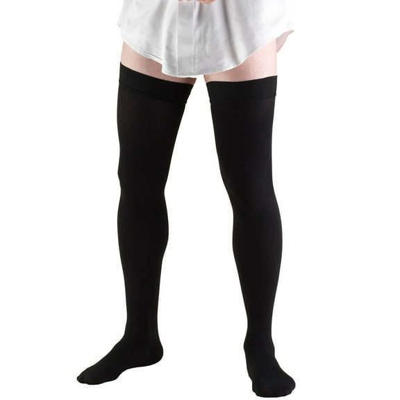Truform Men's Thigh High Socks Dress Style 20-30 mmHg XL BLACK (1945BL-XL)