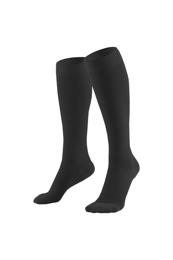 Microfiber Medical Compression Socks 20-30 mmhg Knee High Closed Toe Black Large