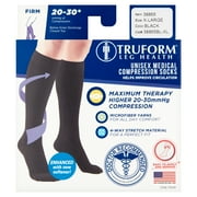 Truform Microfiber Medical Compression Socks 20-30 mmhg Knee High Closed Toe Black X-Large