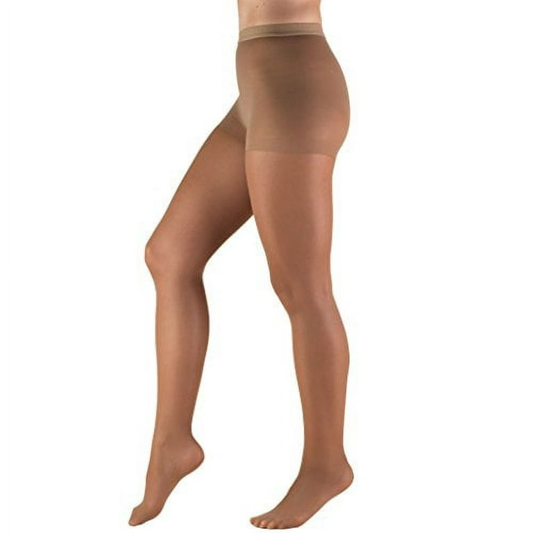 Truform Sheer Compression Pantyhose, 8-15 mmHg, Women's Shaping Tights, 20  Denier, Taupe, Medium 