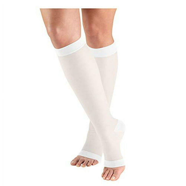 Truform Sheer Compression Stockings, 15-20 mmHg, Women's Knee High Length,  Open Toe, 20 Denier, Medium (1 Pair)