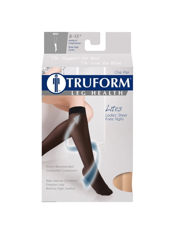 Compression Stockings, 8-15 mmHg, Sheer, Knee High, Beige, XL