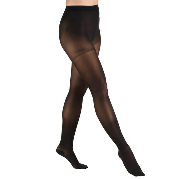 Truform Sheer Pantyhose: 30-40 mmHg, Black, Medium
