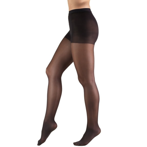 Truform Sheer Pantyhose: 8-15 mmHg, Black, Queen Plus