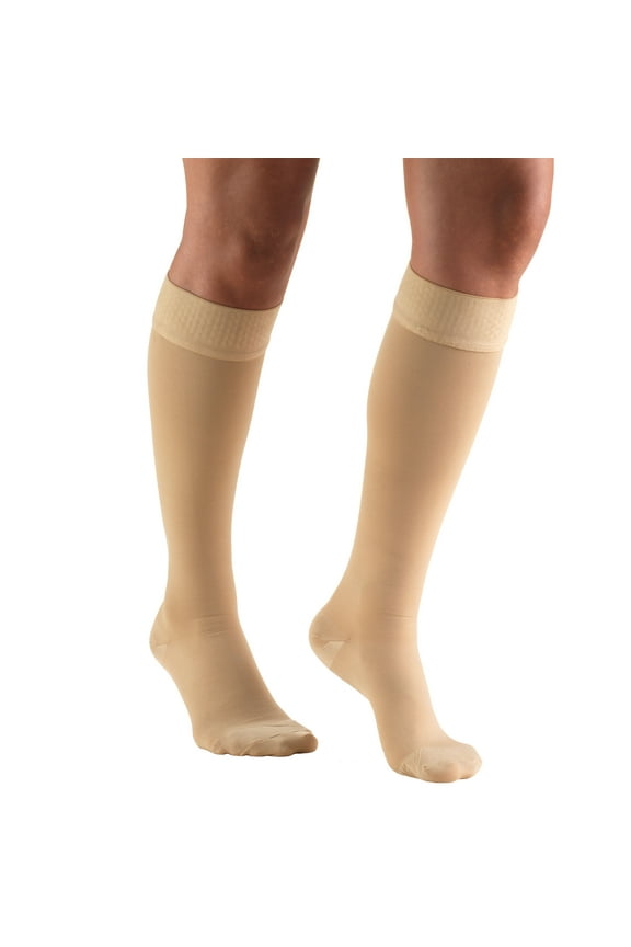Stockings, Knee High, Closed Toe, Dot Top: 20-30 mmHg, Beige, 3X-Large