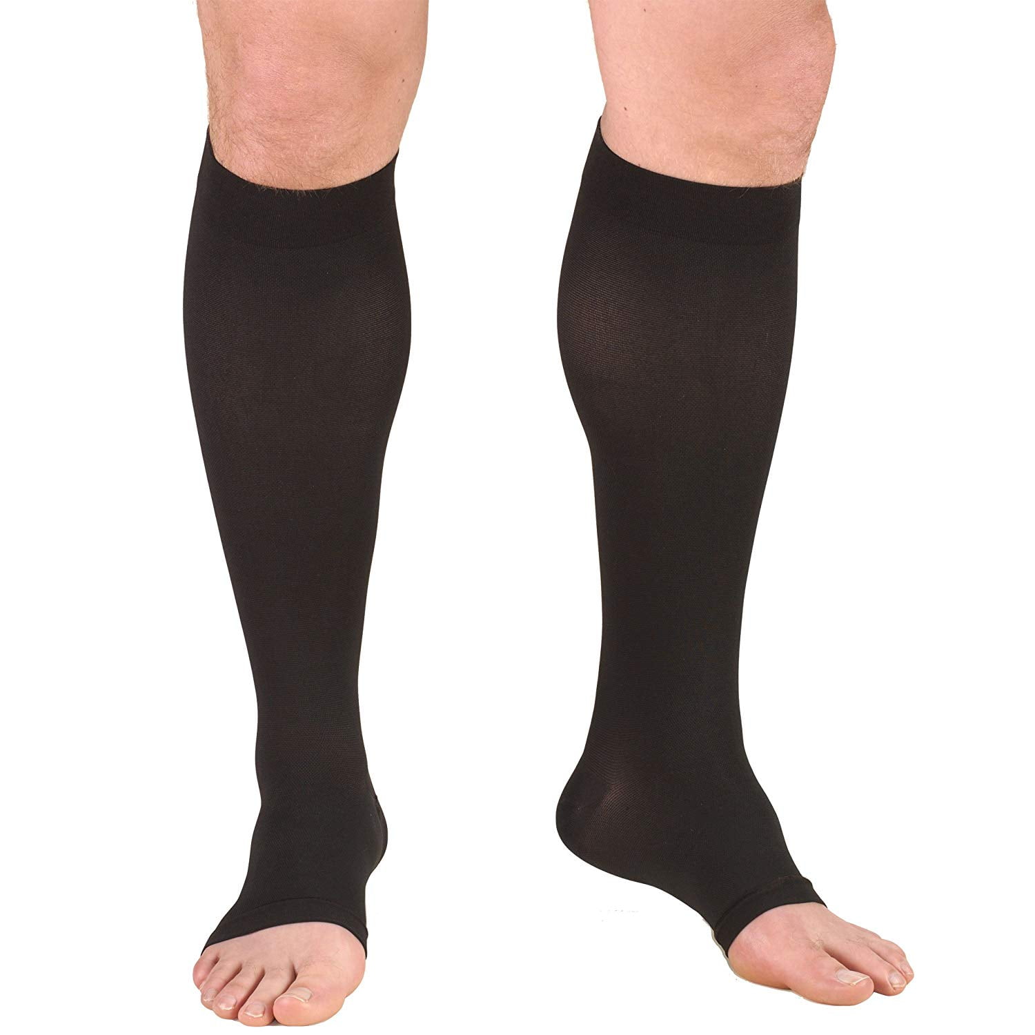 Large Black Nylon Spandex Knee High Compression Stockings