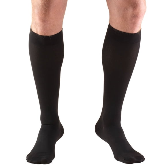 Truform 15-20 mmHg Compression Stockings for Men and Women, Knee High Length, Closed Toe, Black - Large