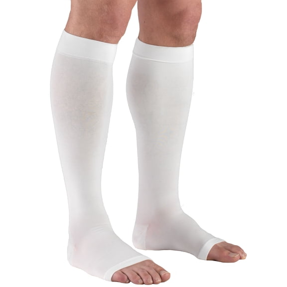 Truform Stockings, Knee High, Open Toe: 20-30 mmHg, White, X-Large