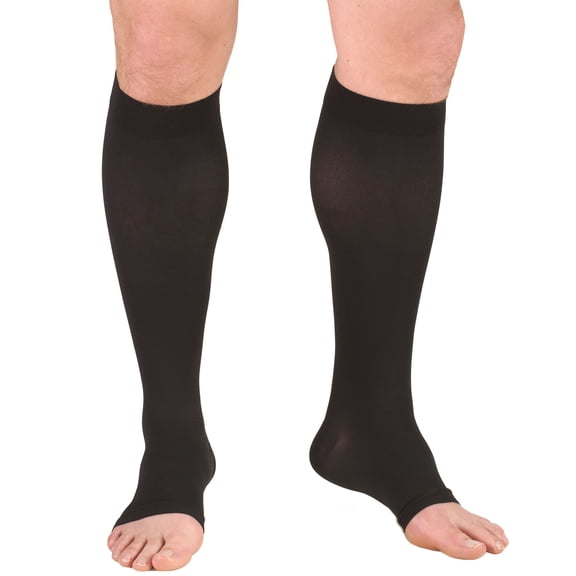 Truform Stockings, Knee High, Open Toe: 30-40 mmHg, Black, Medium