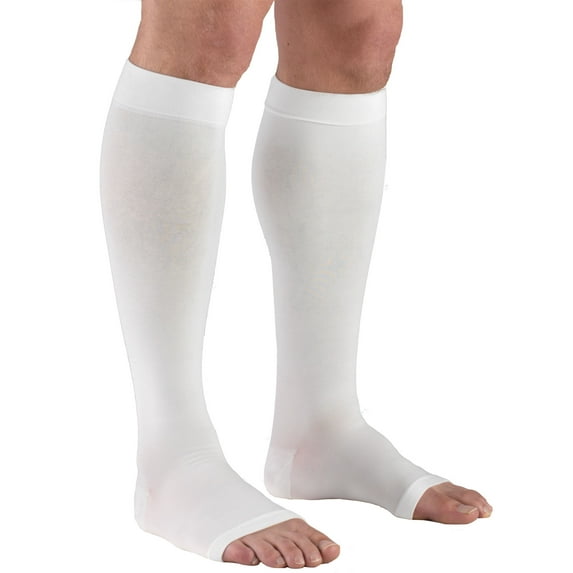 Truform Stockings, Knee High, Open Toe: 30-40 mmHg, White, 2X-Large