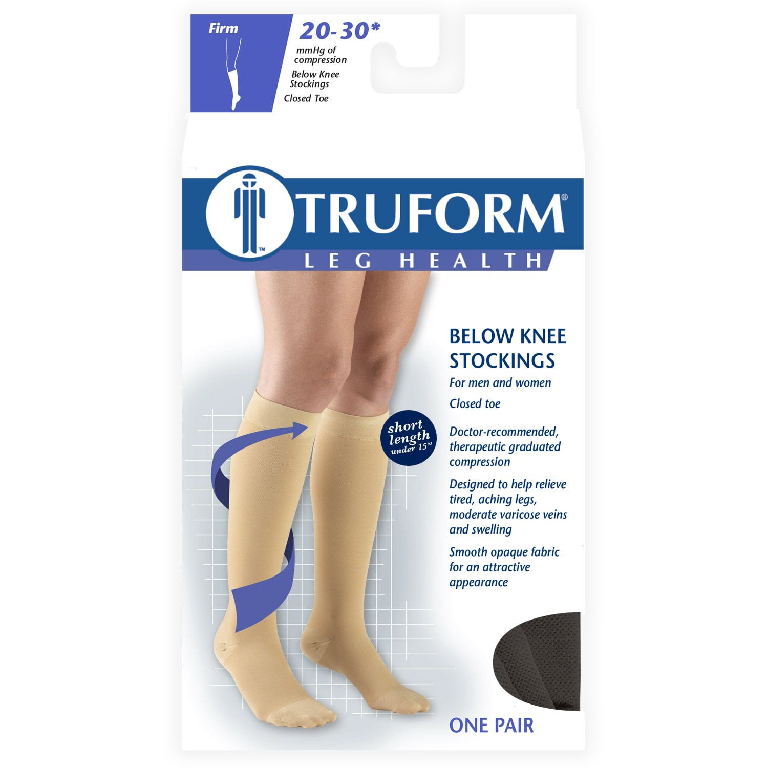 Truform Stockings, Short Length, Knee High, , Closed Toe: 20-30 mmHg ...