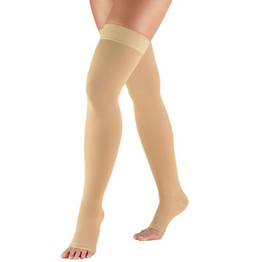 Truform Stockings, Thigh High, Open Toe, Dot Top: 20-30 mmHg, Beige, X-Large