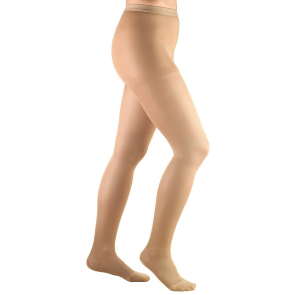Truform Women's Pantyhose, 15-20 mmHg, Opaque Microfiber, Beige, Large