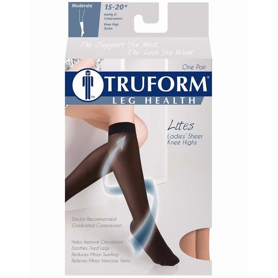 Truform Women's Stockings, Knee High, Sheer: 15-20 mmHg, Nude, X-Large