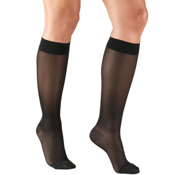 Truform Women's Stockings Knee High Sheer: 15-20 mmHg 3L BLACK (1773BL-3L)