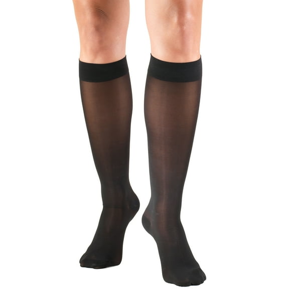 Truform Women's Stockings, Knee High, Sheer: 30-40 mmHg, Black, Large