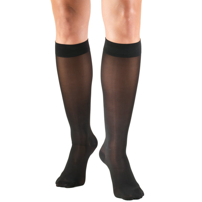 Truform Women's Stockings, Knee High, Sheer: 30-40 mmHg, Black, Large 
