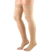Truform Women's Stockings, Thigh High, Open Toe: 20-30 mmHg, Beige, Large