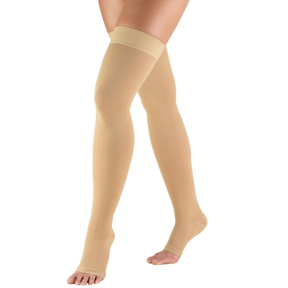 Truform Women's Stockings, Thigh High, Open Toe, Dot Top: 20-30 mmHg