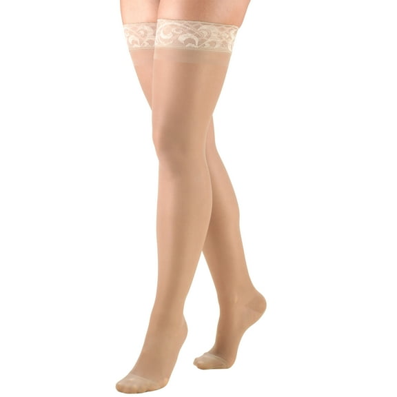 Truform Women's Stockings, Thigh High, Sheer: 15-20 mmHg, Nude, Large
