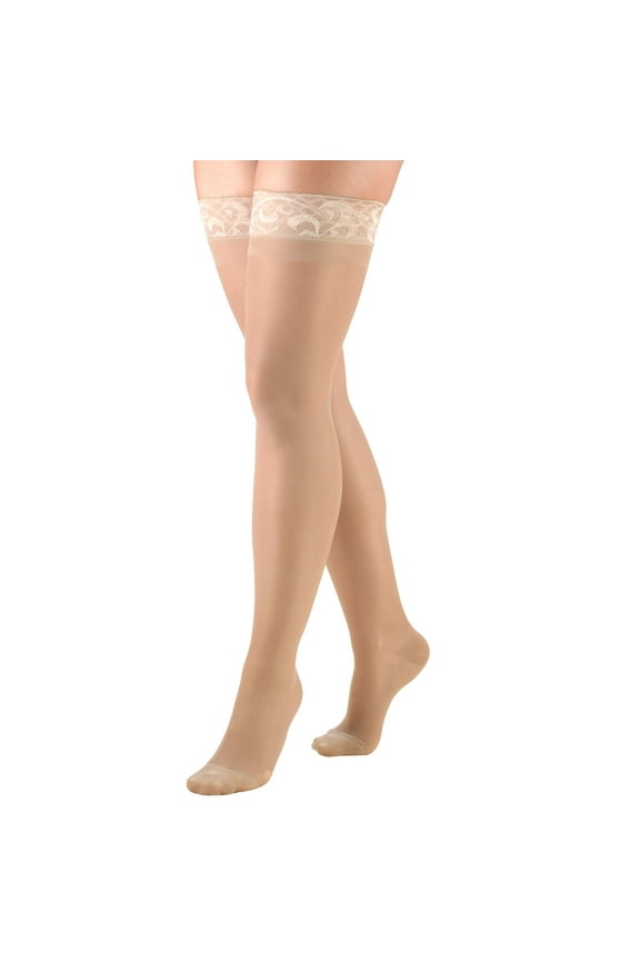 Women's Stockings, Thigh High, Sheer: 15-20 mmHg, Nude, X-Large