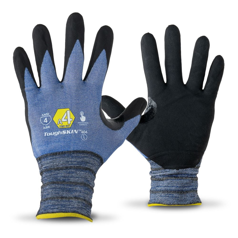 Worldwide Protective MATA10-BDB Work Glove, ANSI Level A4 Cut Protection, Blue Latex Coated Palm and Fingers, Sold in Pairs Neutral Large