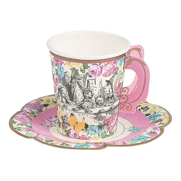 Truly Alice Cups & Saucers - Party Supplies - 12 Pieces