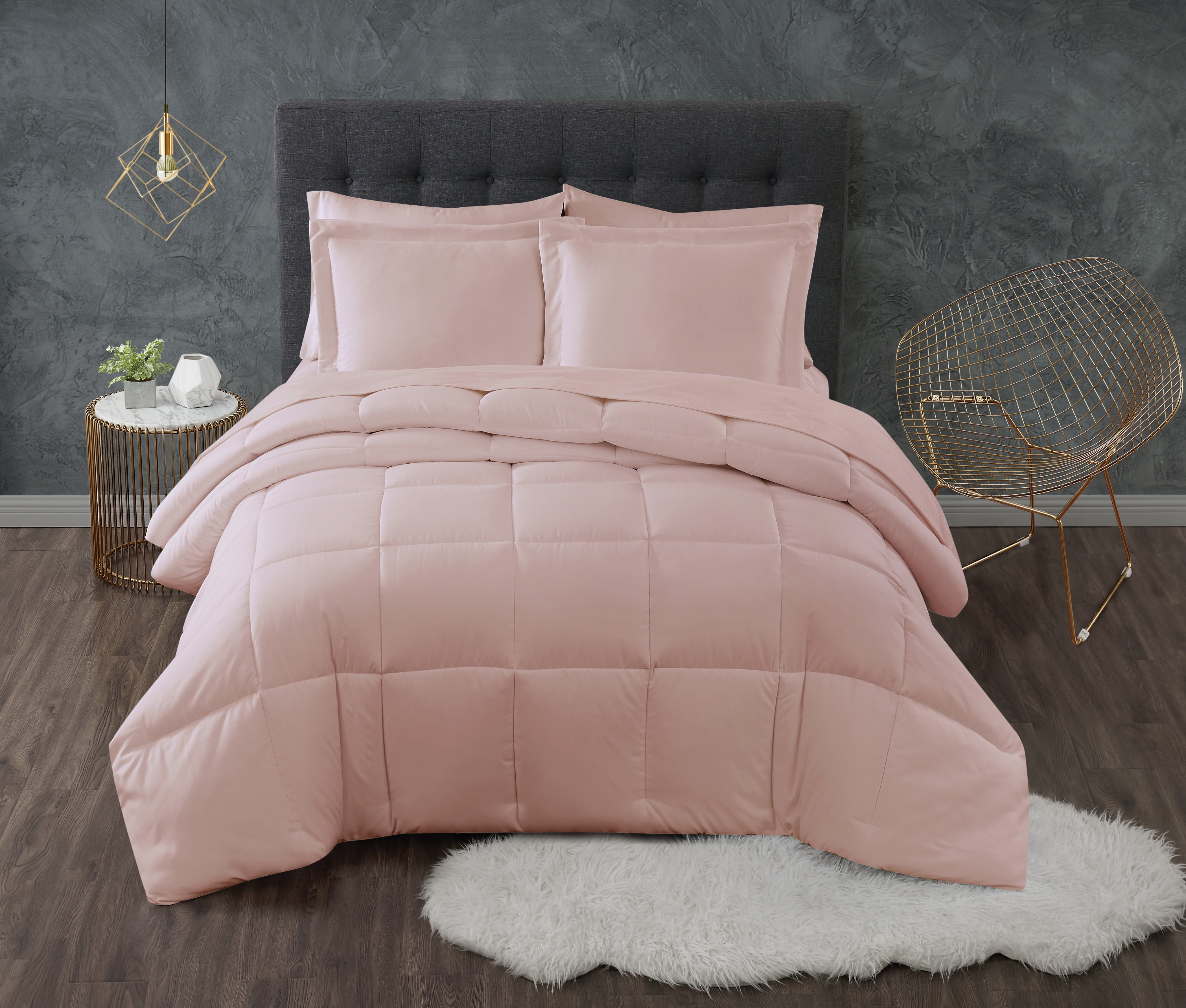 Light Pink Twin Down Alternative Microfiber Comforter Set