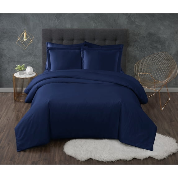 Truly Calm Antimicrobial 3-Piece Full/Queen Duvet Set in Navy, Polyester , Adult, All Season, OEKO-TEX Certified
