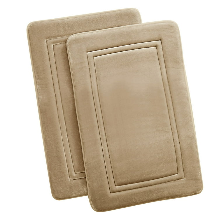 Truly Calm Antimicrobial 2 Pack Memory Foam Bath Rug - 20x32 Set - Khaki