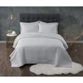 thumbnail image 1 of Truly Calm Antimicrobial 100% Microfiber Polyester Grey 3-Piece Full/Queen Quilt Set, Solid Casual themed, Adult Bedding, OEKO-TEX Certified, 1 of 9