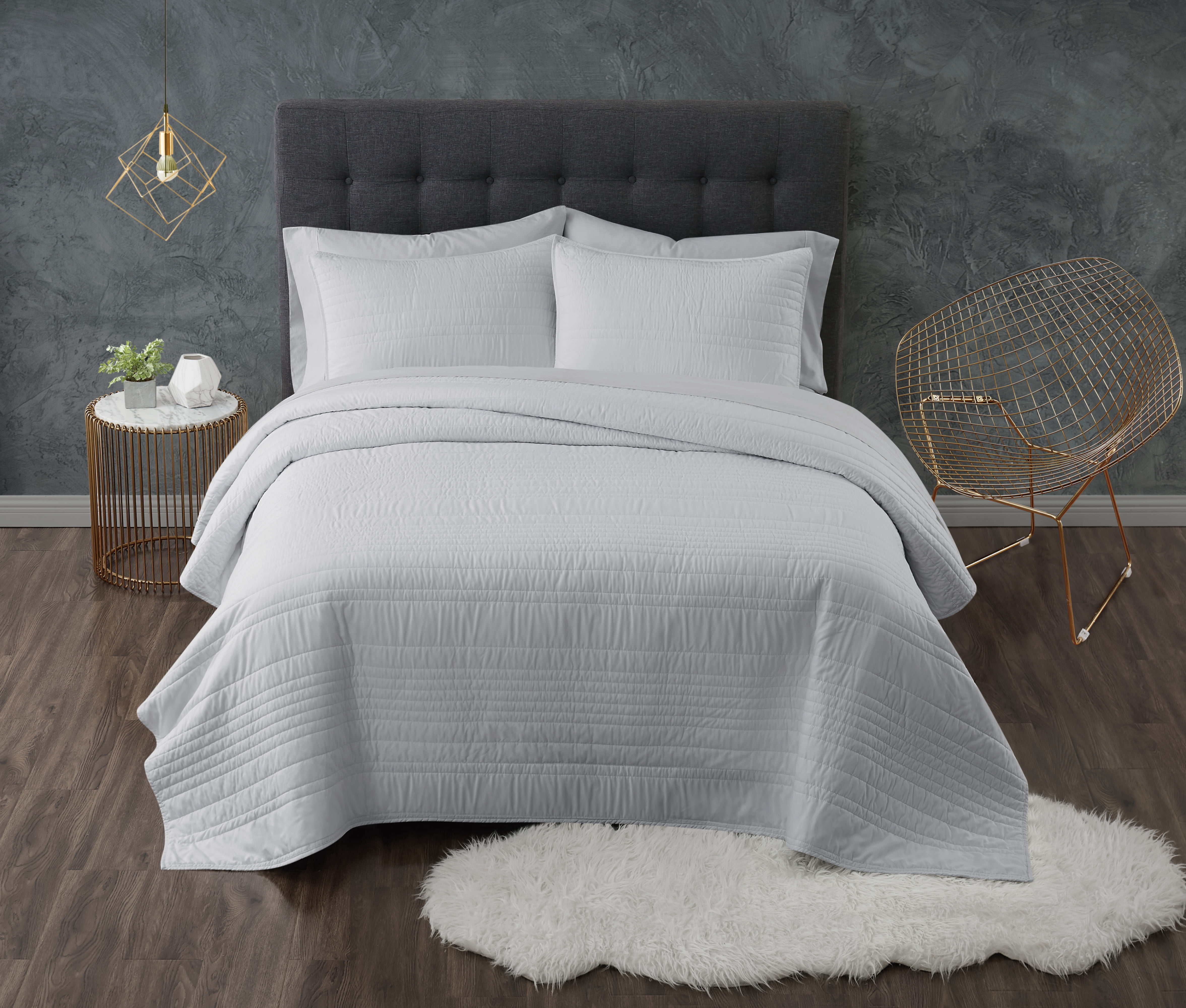 Truly Calm Antimicrobial 100% Microfiber Polyester Grey 2-Piece Twin XL Quilt Set, Solid Casual themed, Adult Bedding, OEKO-TEX Certified