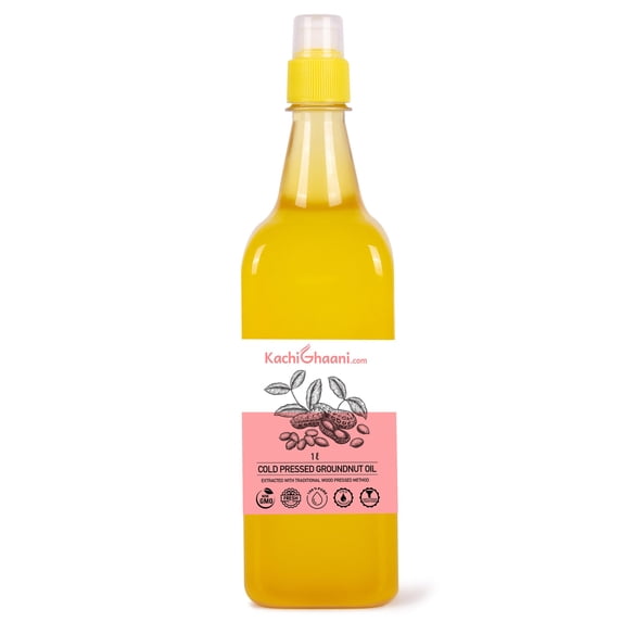 Truly Cold Pressed Peanut Oil, Wood Pressed Unrefined Groundnut Oil, No Solvents, Single Ingredient, 33.8 fl oz (1 L)