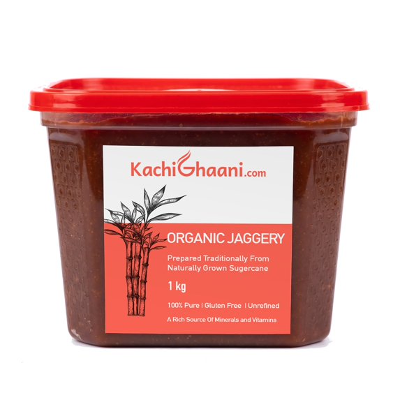 Truly Cold Pressed Sugarcane Jaggery, Desi Gur, Sulfur Free Unrefined, No Added Color, 2.2 lb (1 kg) Tub
