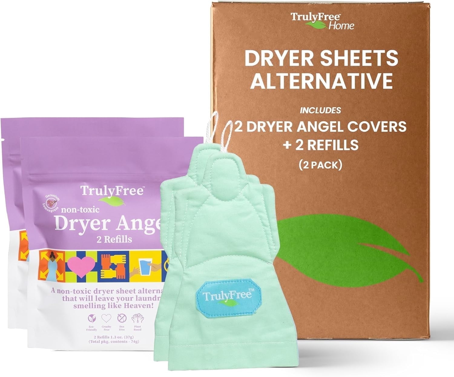 Truly Free Dryer Angel Natural Dryer Sheets Alternative Pack of 2