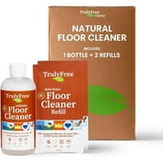 Truly Free Floor Cleaner Kit Plant-Based Mopping Solution All-Surface Cleaner with Reusable Empty Bottle & Two Pouches, 16oz