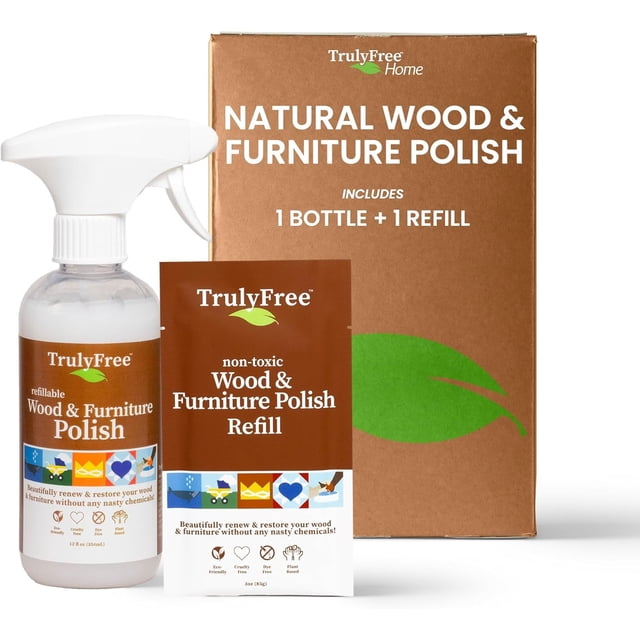 Truly Free Natural Wood Cleaner & Furniture Polish, Unscented, 12oz ...