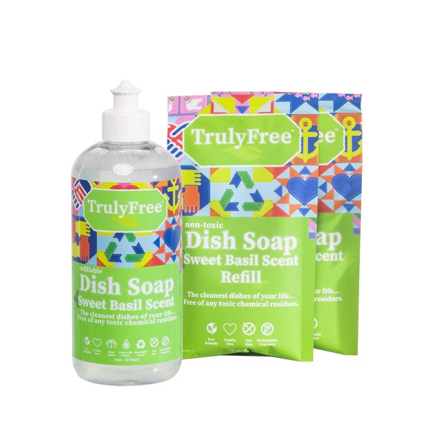 Truly Free Refillable NonToxic Dish Soap (2Pack); Liquid Dish Soap
