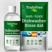 Truly Free Dishwasher Booster & Rinse Aid with 1 Reusable Empty 12 oz Bottle & 1 Refill