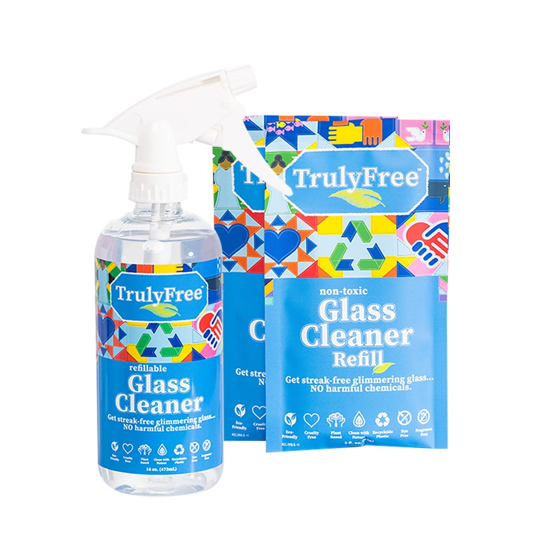 Truly Free Refillable NonToxic Glass Cleaner (2Pack); Glass Cleaner