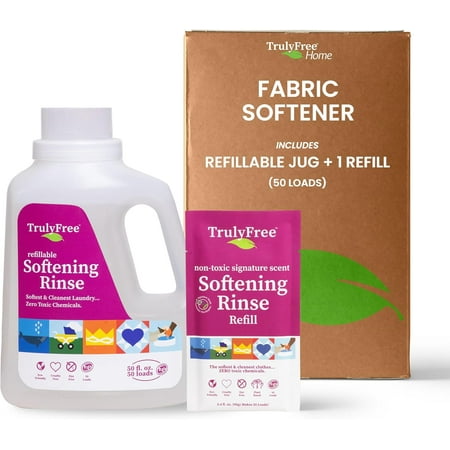 Truly Free Refillable Non-Toxic Signature Scent Softening Rinse (1-Pack of 50 Loads + Jug)
