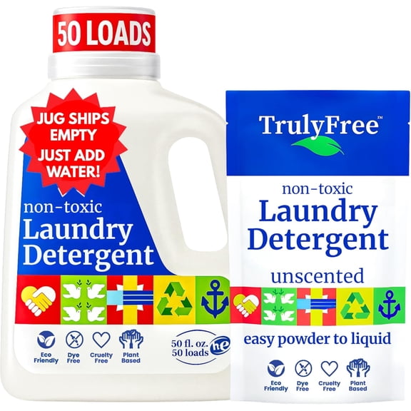 Truly Free Non-Toxic Laundry Detergent, Unscented, 50 Loads