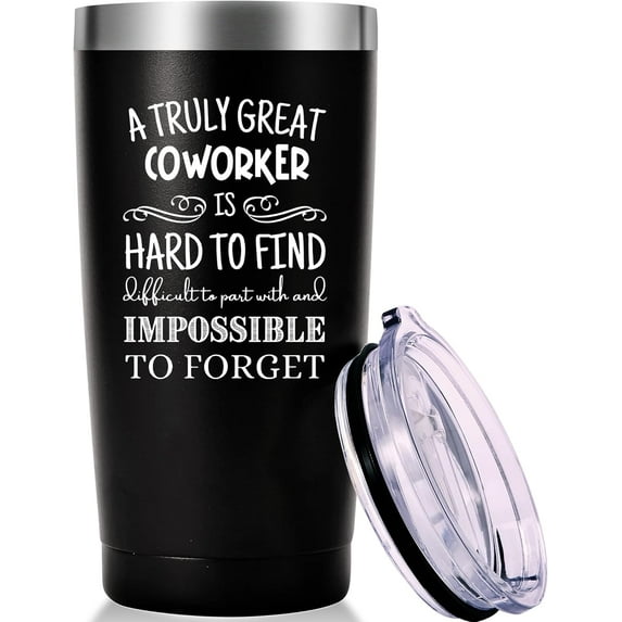 A Truly Great Coworker is Hard To Find Travel Mug Tumbler.Coworker,Work,Office Gifts for Men Women Friend. Appreciation,Going Away,Farewell,Leaving Cup for Coworker Colleague Boss.(20oz Black)